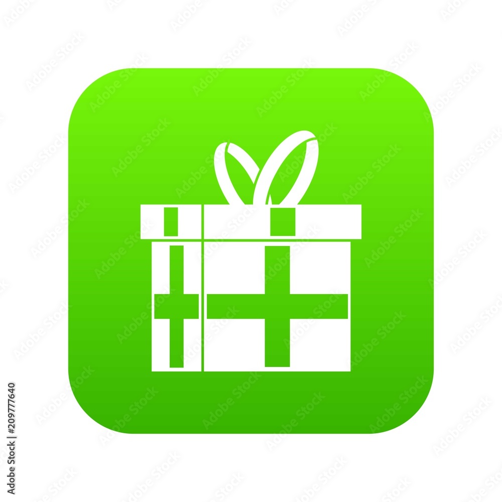 Sticker Gift in a box icon digital green for any design isolated on white vector illustration - Stickers