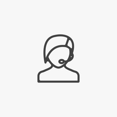 Customer Service Icon. User With Headphone Vector illustration