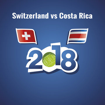 Switzerland vs Costa Rica flags soccer blue background