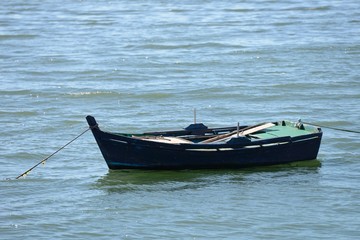 wooden fishing boats moored