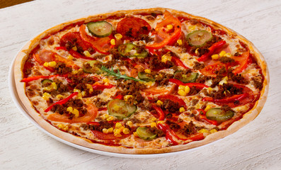 Pizza with minced meat