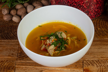 Appetizing chicken soup