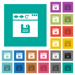 Browser save square flat multi colored icons