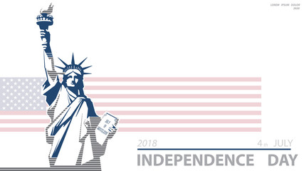 United States. Independence Day, Poster. Statue of Liberty, Flag,New York. National Symbol of America. Illustration, white background.Use presentations,corporate reports, flyers postcards,vector © VASYL
