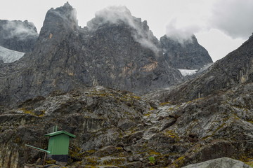 Mount Stanley, the highest mountain in the Rwenzori Mountains seen from Elena Camp, Rwenzori...