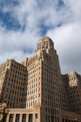 Fototapeta na wymiar Art Deco Buffalo City Hall, seat of municipal government in downtown Buffalo New York. Art Deco masterpiece, tallest building in upstate New York, designed in 1931.