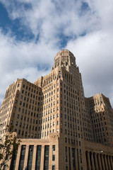 Fototapeta na wymiar Art Deco Buffalo City Hall, seat of municipal government in downtown Buffalo New York. Art Deco masterpiece, Buffalo City Hall, the tallest building in upstate New York, designed in 1931.