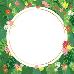 Geometric botanical vector design frame