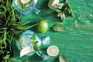 Lemonade from lime and mint