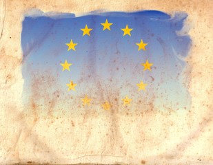 European Flag on Original Vintage Paper