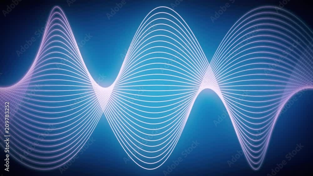 Poster Abstract CGI motion graphics and animated background of white lines and shapes. They swirl and morph and move around. Blue background
