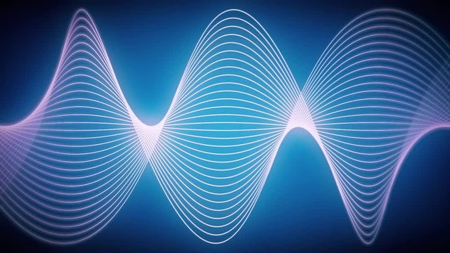 Abstract CGI motion graphics and animated background of white lines and shapes. They swirl and morph and move around. Blue background