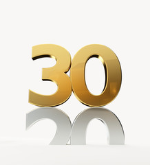 30 and 20 golden 3D-Illustration