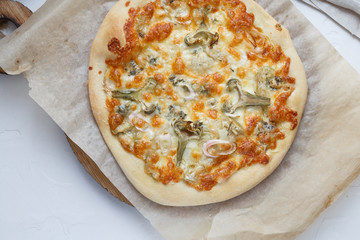 Quatro formagie or four cheese pizza