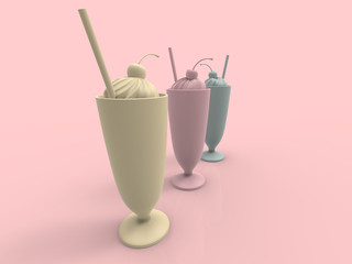 Milkshake pastel 3D render