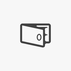 Wallet Icon in trendy flat style isolated on grey background.