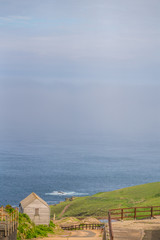 Fototapeta na wymiar Wooden hut on Cornish coast