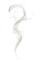 Abstract splash of milk isolated on white background. High resolution texture