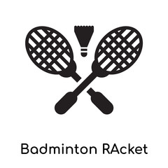 Badminton RAcket and Feather icon vector sign and symbol isolated on white background, Badminton RAcket and Feather logo concept icon