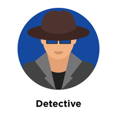 Detective icon vector sign and symbol isolated on white background, Detective logo concept