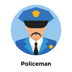 Policeman icon vector sign and symbol isolated on white background, Policeman logo concept