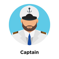 Captain icon vector sign and symbol isolated on white background, Captain logo concept