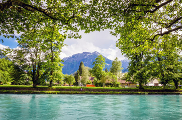 Beautiful river landscape of Interlaken, Switzerland