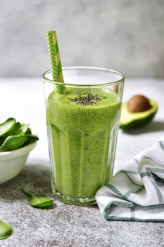 Green detox smoothie from avocado and baby spinach.