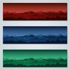 Colorful mountains vector banners collection