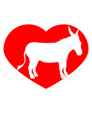 i love liebe herz esel pferd pony klein packesel lange ohren bauernhof reiten reiter silhouette schwarz umriss