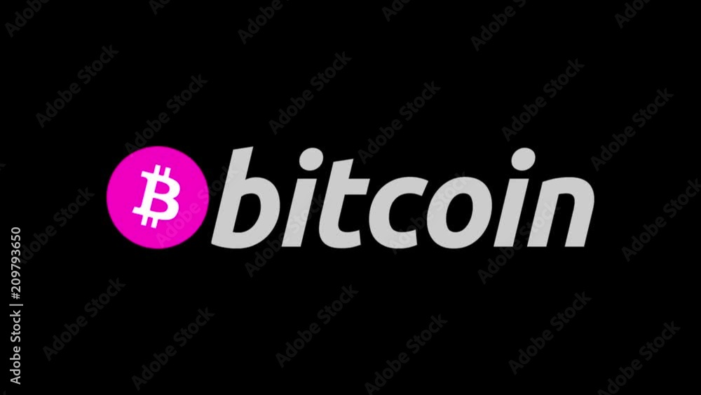 Aufkleber bitcoin symbol appearing and exploding on the black background. the word bitcoin. digital currency l