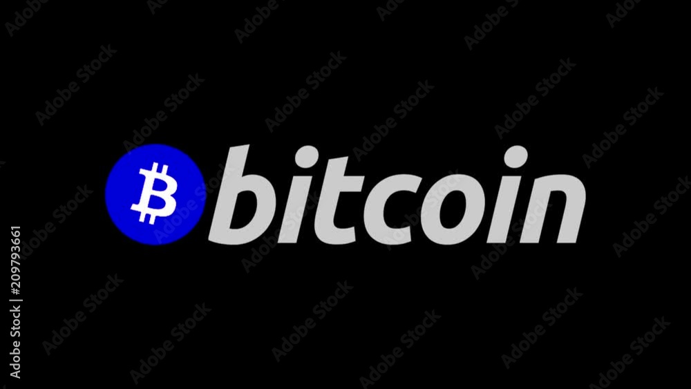 Poster bitcoin symbol appearing and exploding on the black background. the word bitcoin. digital currency l