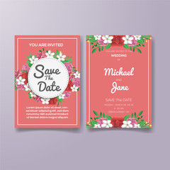 pink floral wedding invitation template