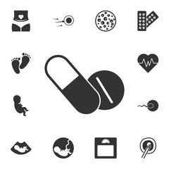 Pills icon. Simple element illustration. Pills symbol design from Pregnancy collection set. Can be used for web and mobile