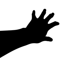 Obraz premium Black Vector Silhouette, Hand Gestures, Hand Signs Of The Five Fingers Reach or Pressed Something