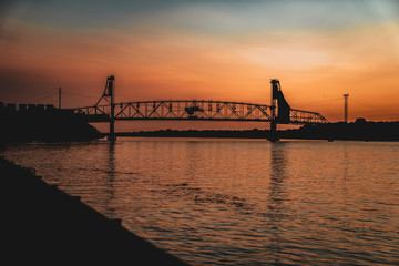 Burlington Bristol Bridge New Jersey Vertical Lift Bridge at Sunset