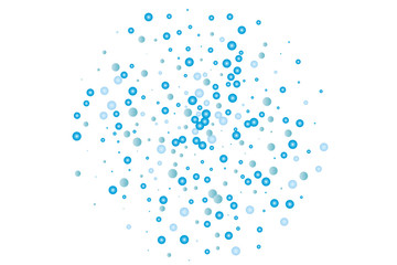 Abstract blue water drops, bubbles, growth, pearls on white background. Light, fresh pattern. Vector illustration 