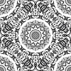vector illustration. pattern with floral mandala, decorative border. design for print fabric, bandana
