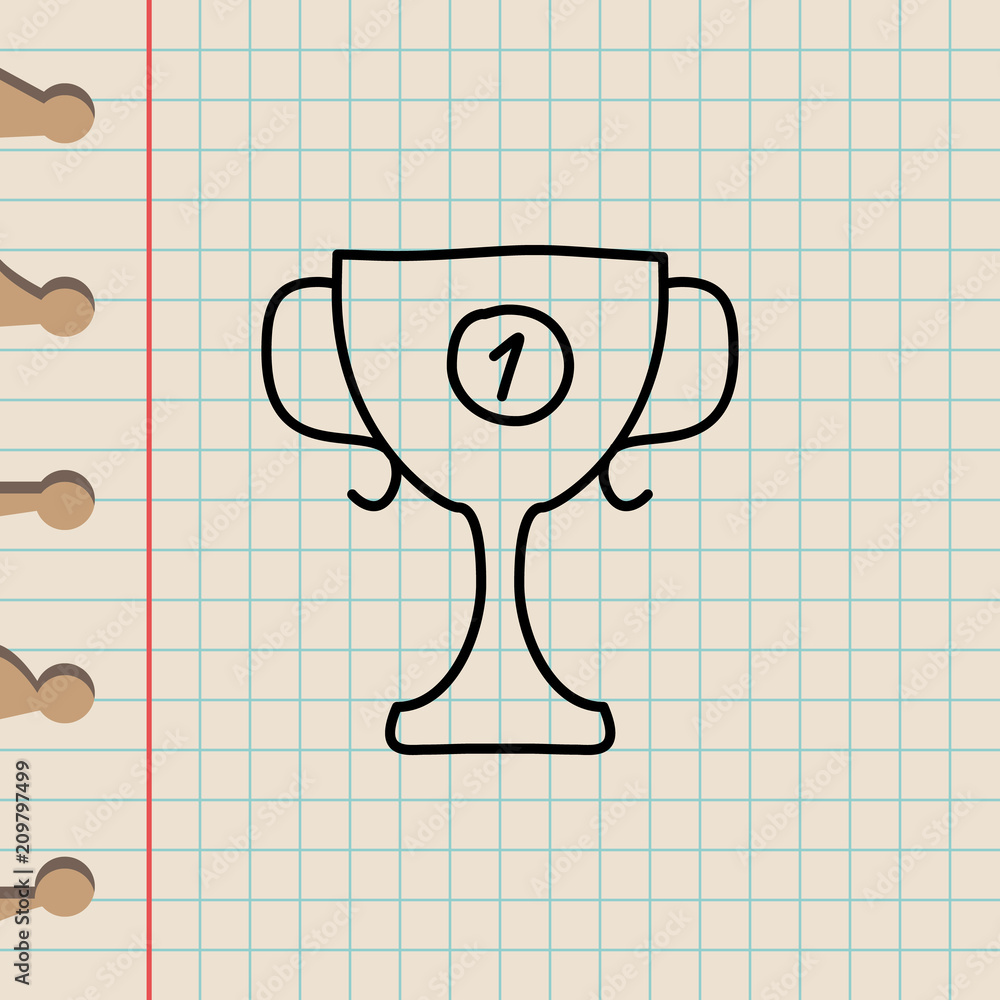 Poster cup for first place sketch icon. element of education icon for mobile concept and web apps. outline 