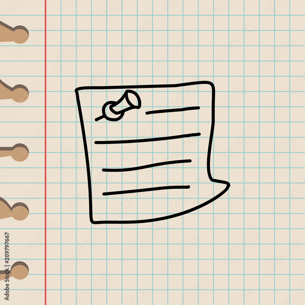 Poster piece of paper with a pin sketch icon. element of education icon for mobile concept and web apps. ou