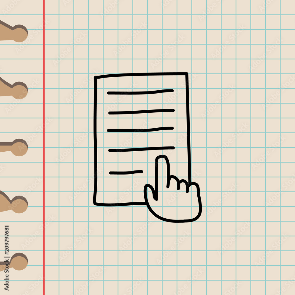 Poster hand and a piece of paper sketch icon. element of education icon for mobile concept and web apps. ou
