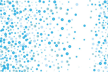 Abstract blue water drops, bubbles, growth, pearls on white background. Light, fresh pattern. Vector illustration 