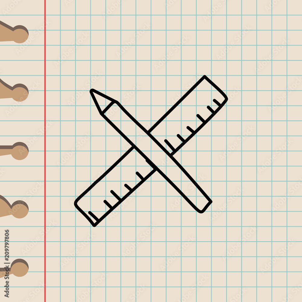 Poster pencil and ruler sketch icon. element of education icon for mobile concept and web apps. outline pen
