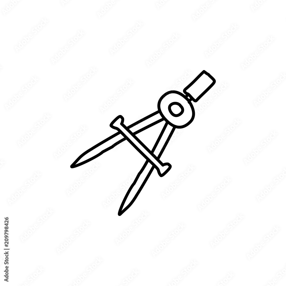 Poster compass sketch icon. element of education icon for mobile concept and web apps. outline compass sket