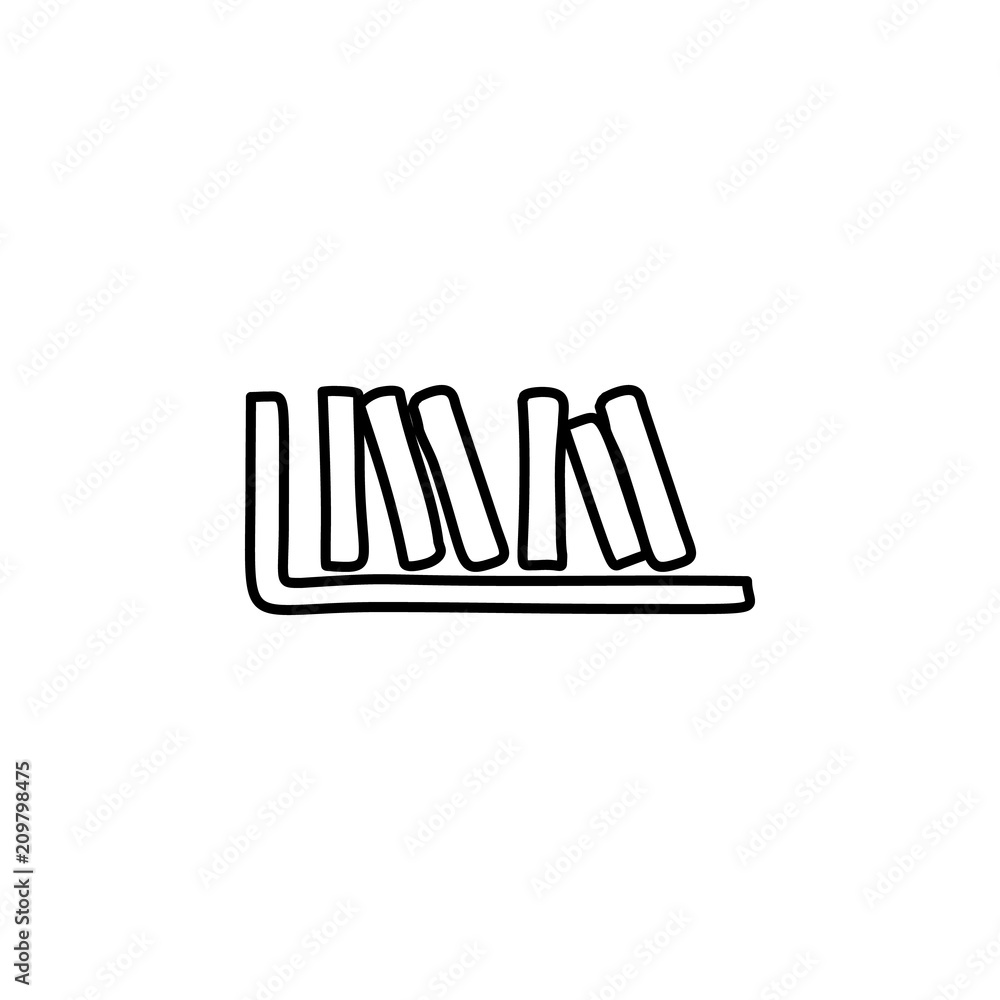 Poster books on the shelf sketch icon. element of education icon for mobile concept and web apps. outline b
