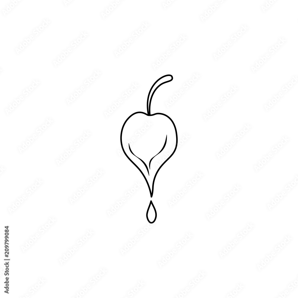 Poster cocoa logo with a drop line icon. element of chocolate icon for mobile concept and web apps. thin li
