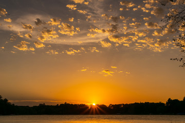 Summer sunset over lake in Minnesota