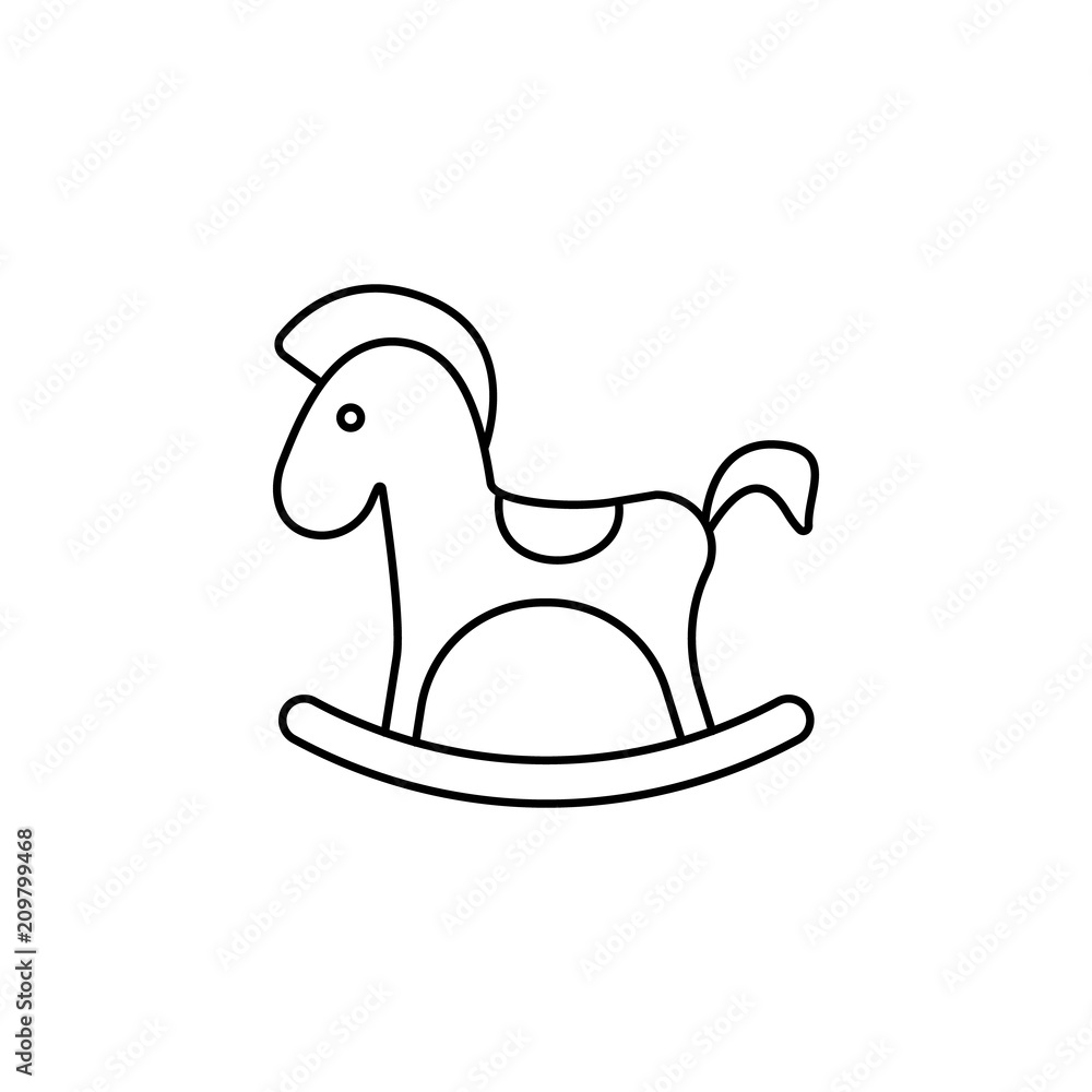 Poster rocking horse line icon. element of toys icon for mobile concept and web apps. thin line rocking hor