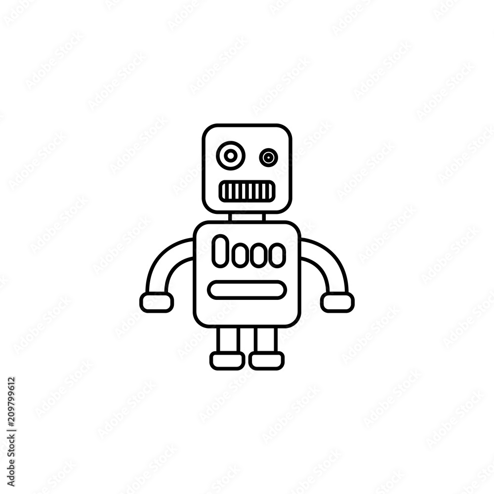 Poster toy robot line icon. element of toys icon for mobile concept and web apps. thin line toy robot line 