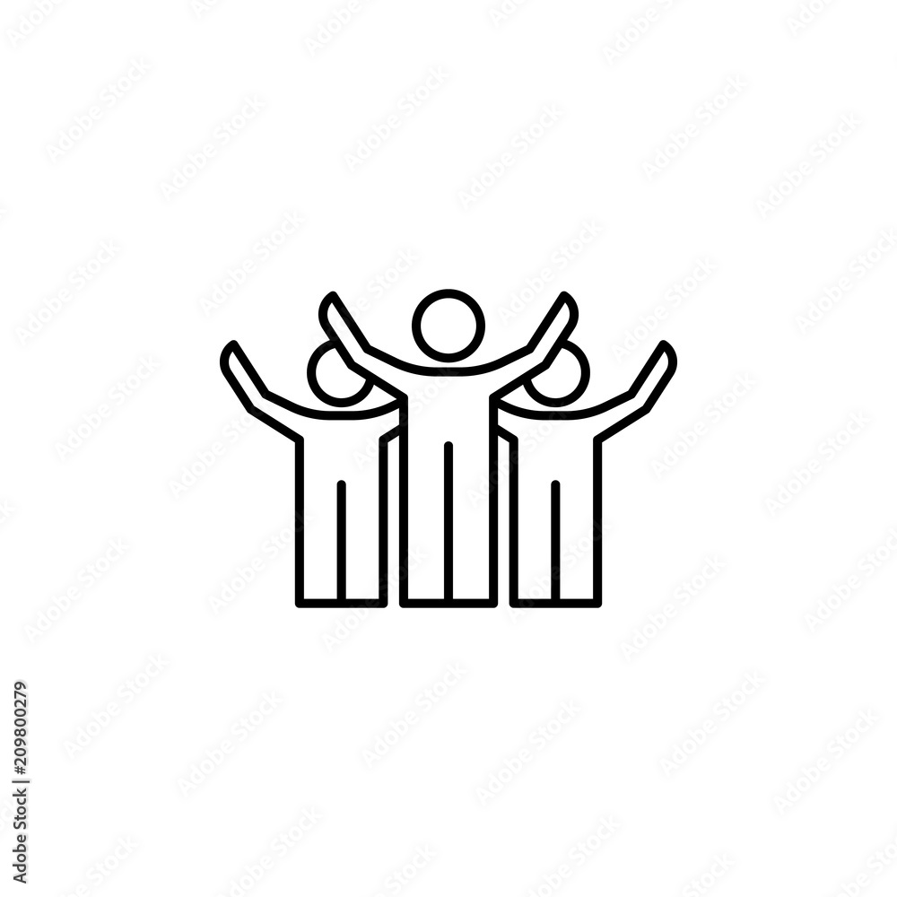 Poster employees raised hands line icon. element of business organisation icon for mobile concept and web a